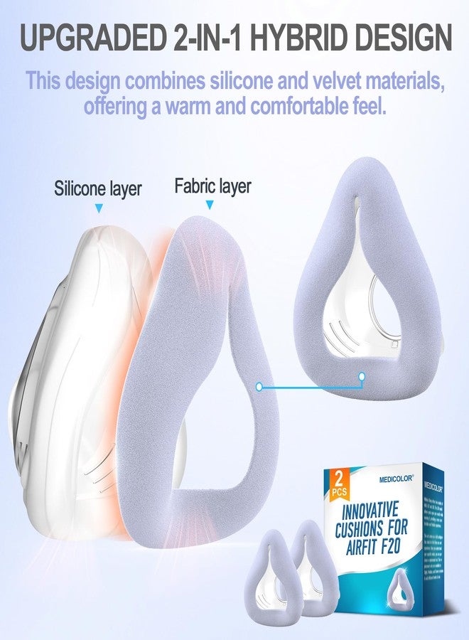 MEDICOLOR Upgraded F20 Fabric Mask Cushion(M) for AirFit F20 & Airtouch F20, Full Face Mask Wrapped by Breathable Fabric, F20 Cushion for CPAP Users, No Silicone Contact & Stuffiness, 2PCS(Medium) - Image 3
